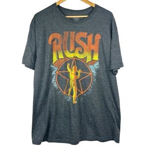 Rush 2022 Starman Graphic Retro Fade Look Grey Short Sleeve Crew Neck Tee XL